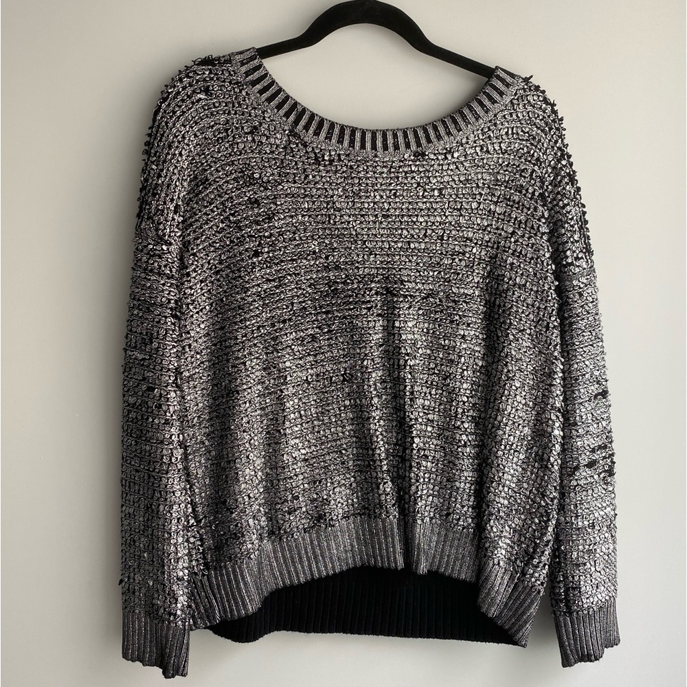 Two by Vince Camuto silver black thick detailed sweater small